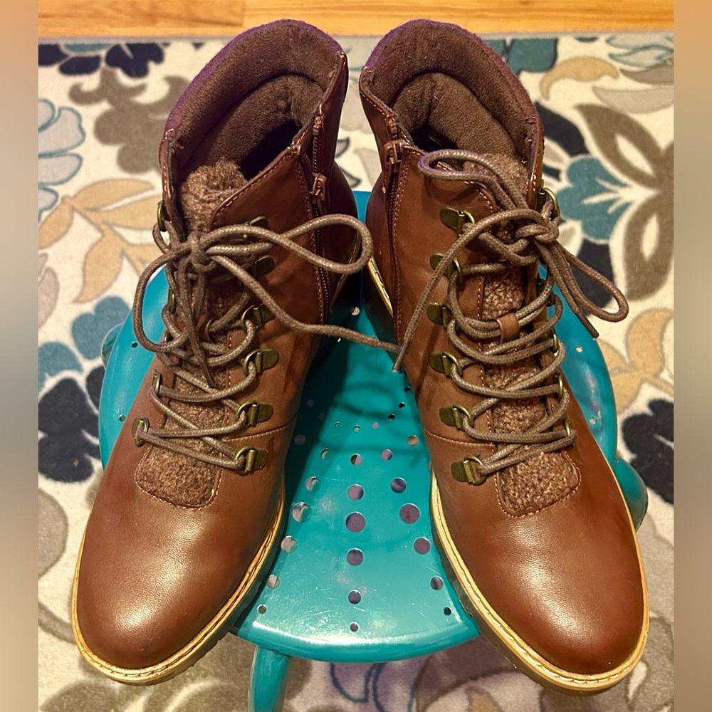 Brown Lace-Up & Zip Ankle Boots